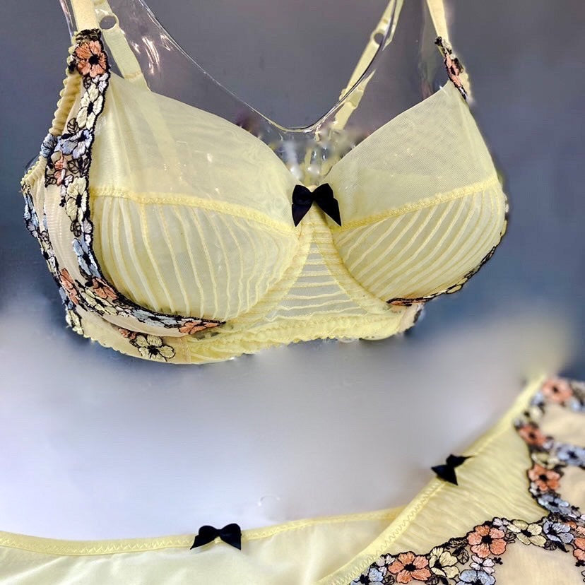 Completed: Yellow Lace Marlborough Bra