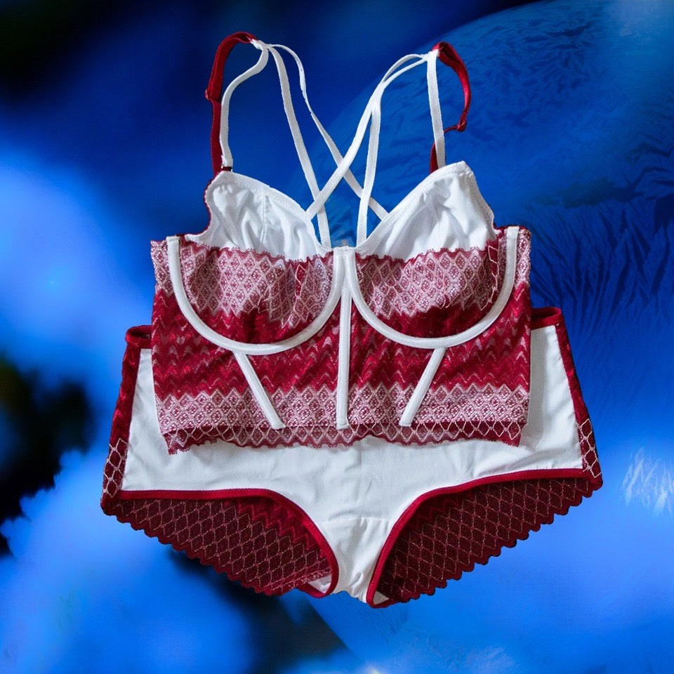 Candy Cane Open Cup Bra Dreamgirl 10066 Red/White 